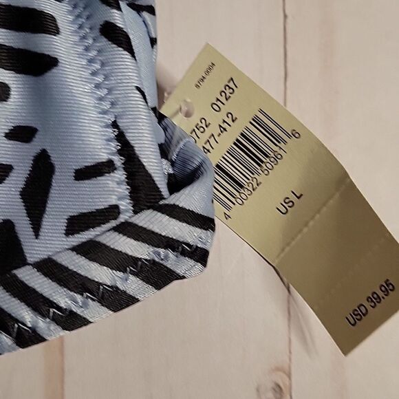 Aerie Women's Ruffle Trim Triangle Bikini Top Blue and Black Size L NWT - Picture 2 of 7